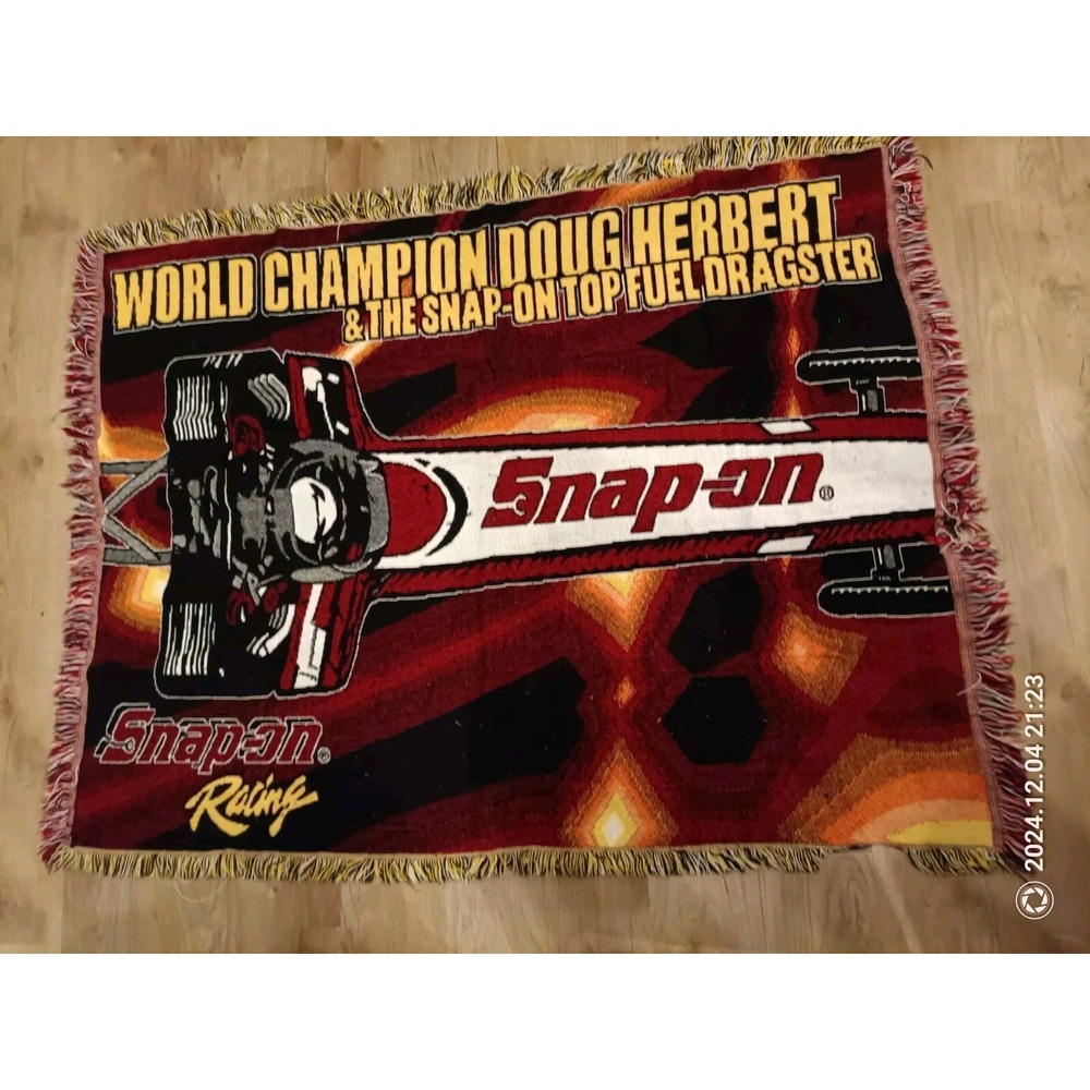 Snap-on Tools Racing Dragster Doug Herbert Afghan Tapestry Blanket 41" x 52" A6
